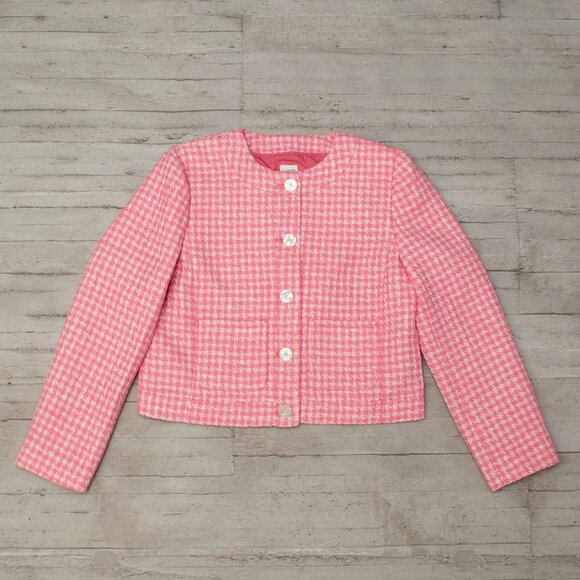 NWT J. Crew Tweed Houndstooth Lady Jacket in Pink Himalayan Spice size 10 - Picture 5 of 12